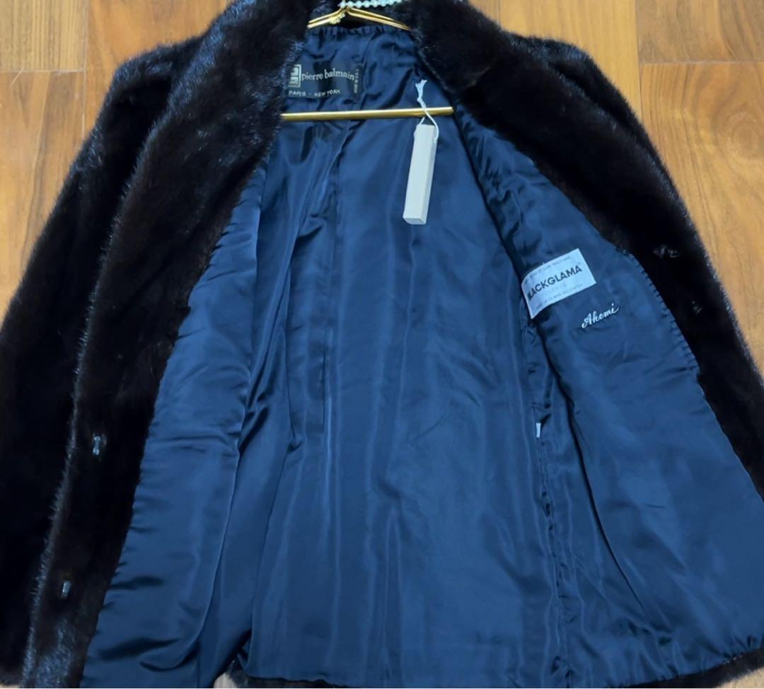 Pierre BalmainミンクファーコートBLACKGLAMA 逆毛仕上げ