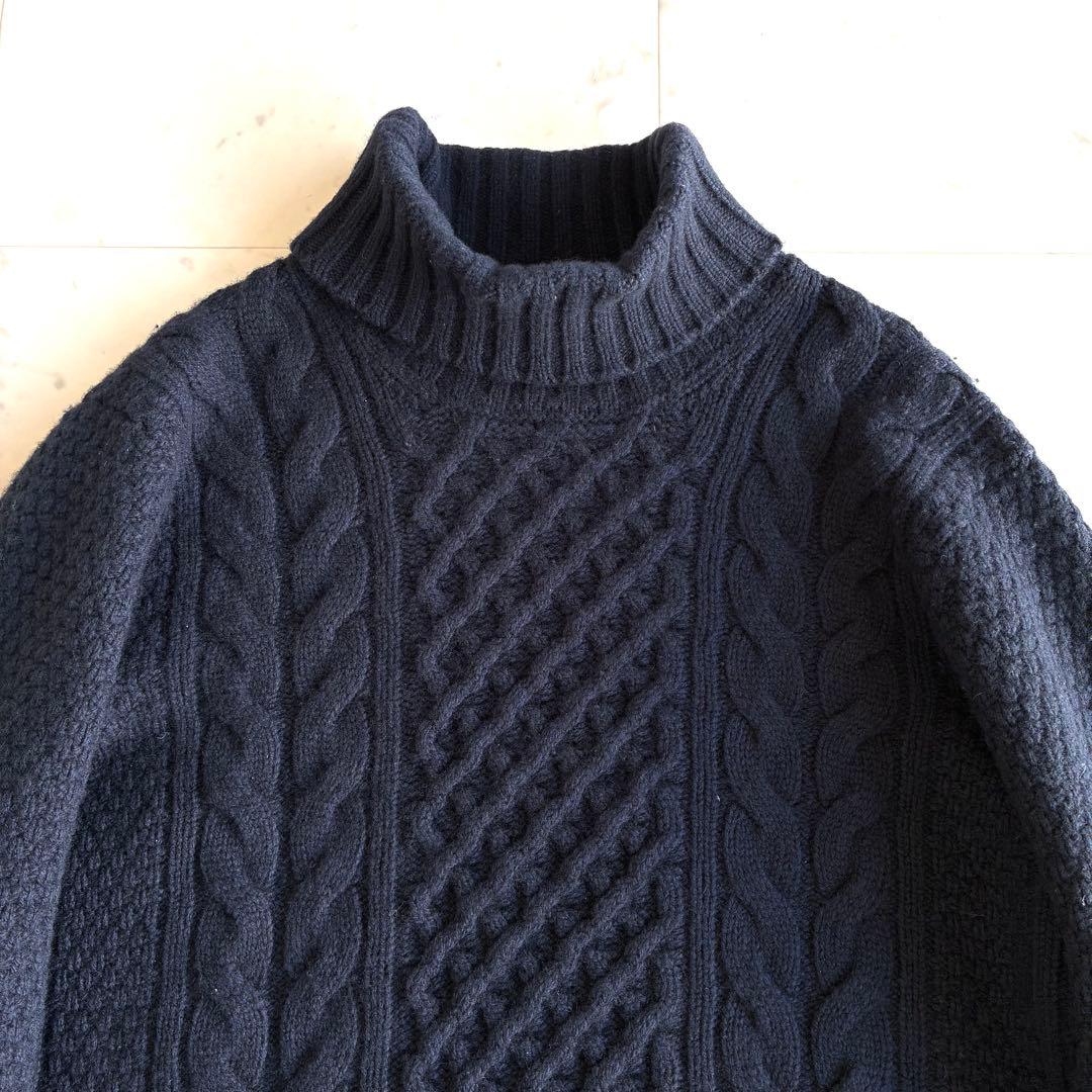 ドルモア タートルネックニット ケーブル ダークネイビー 48