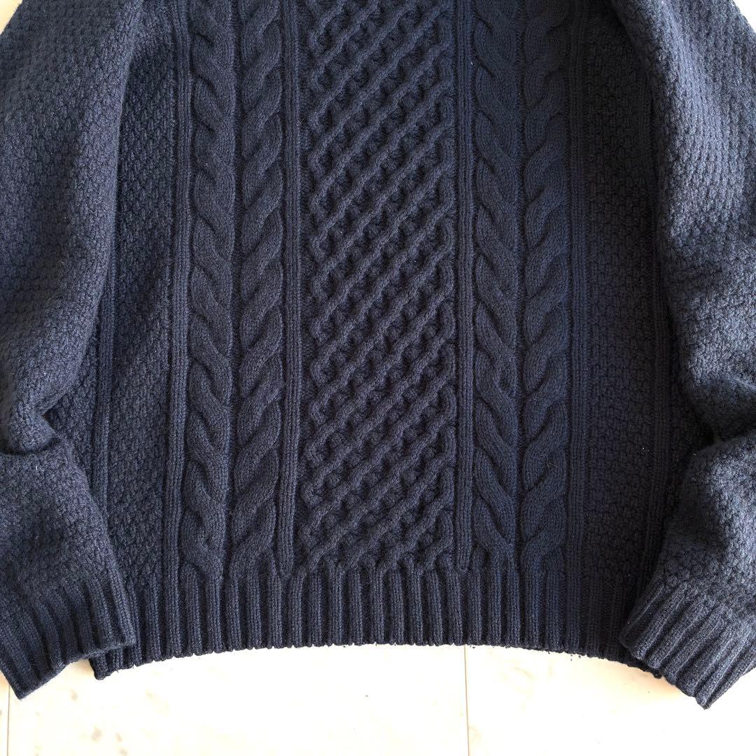 ドルモア タートルネックニット ケーブル ダークネイビー 48