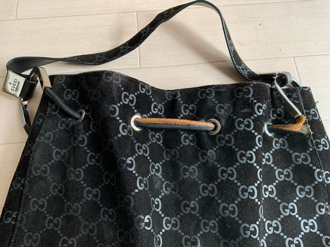 GUCCI グッチ　スエード　巾着　バッグ