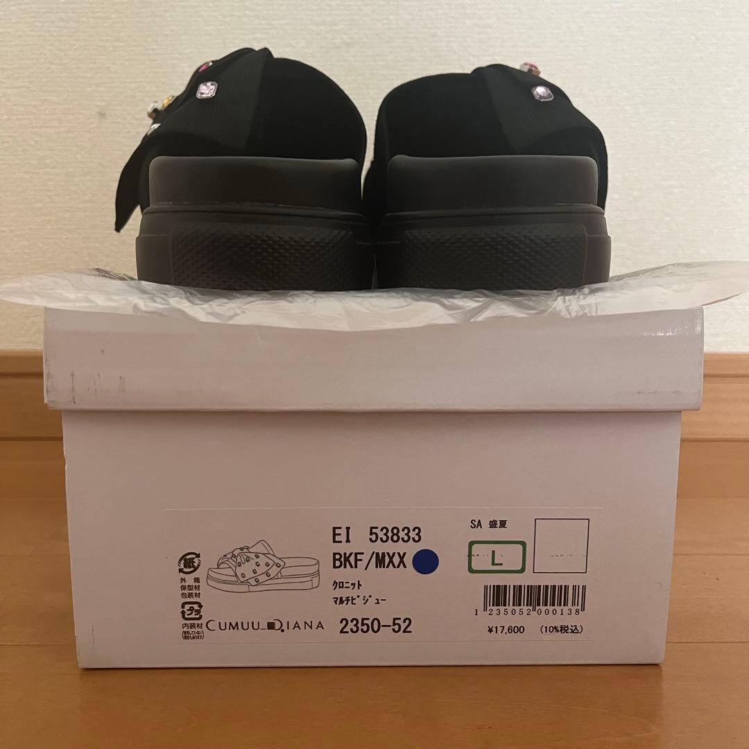 CUMUU_DIANA リボンニットサンダル クロニット/マルチビジュー L