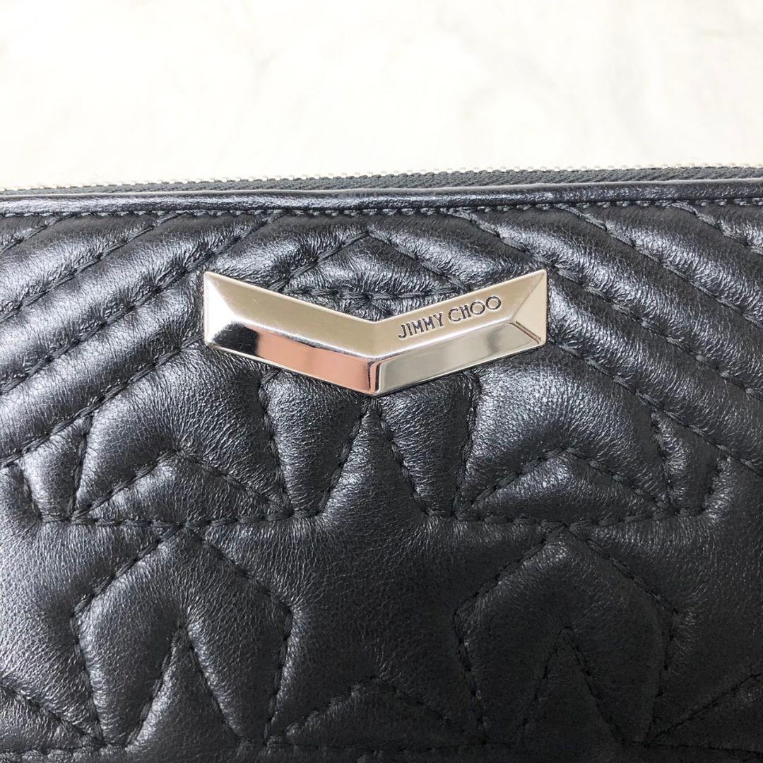 【美品】ジミーチュウ 長財布 スター キルティング ステッチ ラウンドファスナー