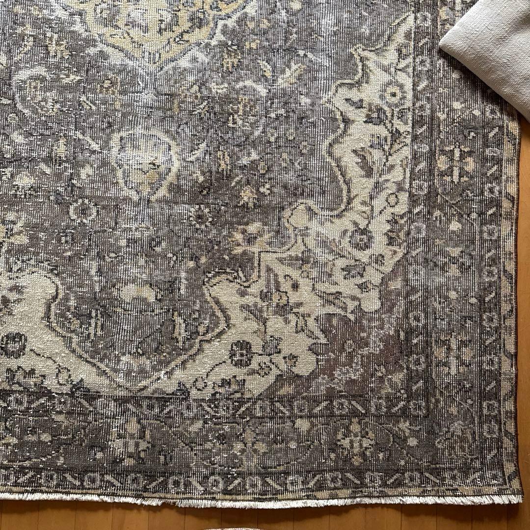 超大判165×286 メダリオン　グレージュ　ボタニカル　トルコヴィンテージラグ