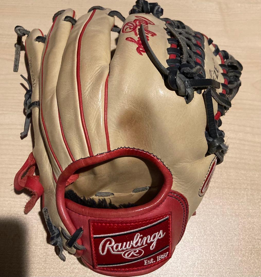 Rawlings GRXHMOS2 軟式グローブ ベージュ/赤