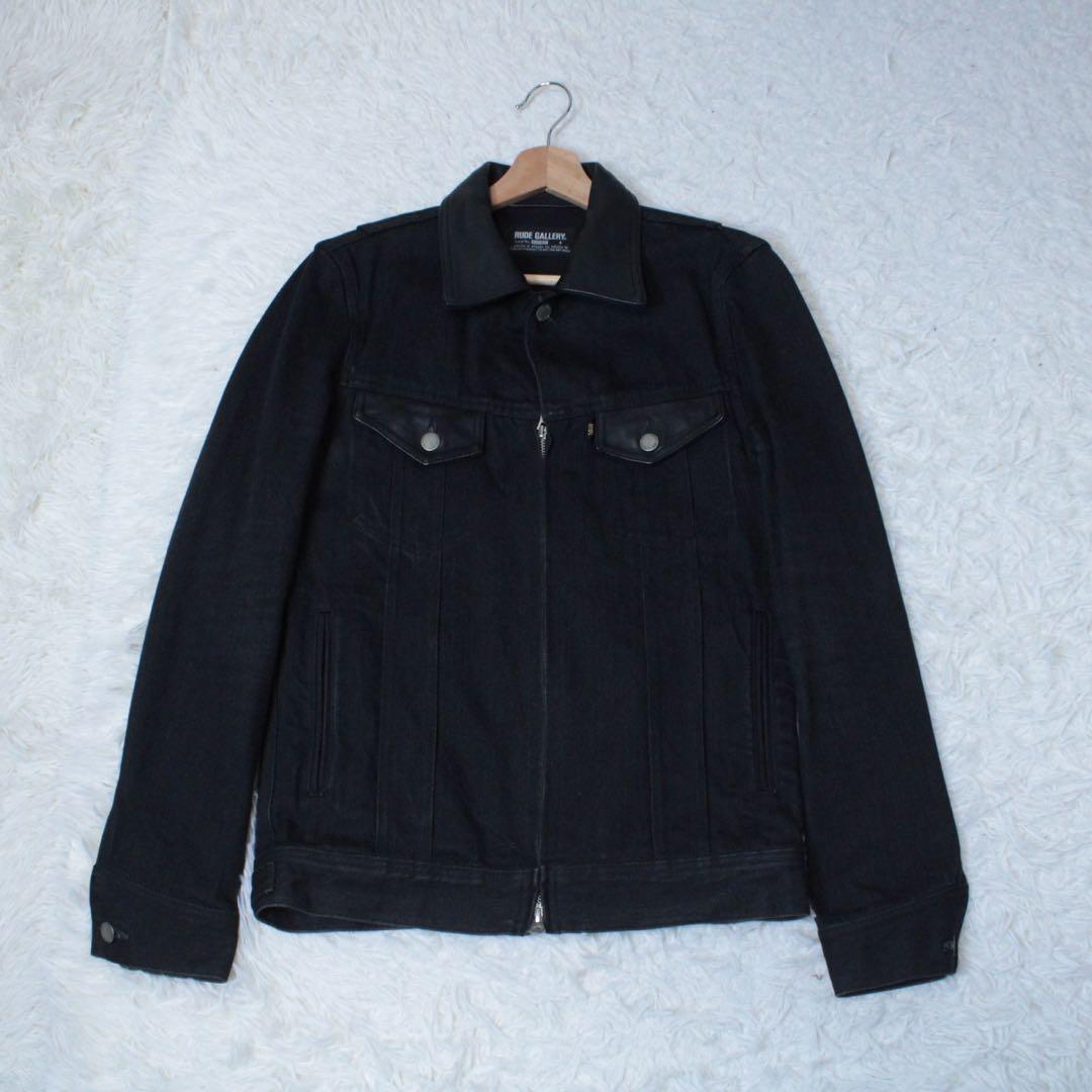 RUDE GALLERY 日本製 ホースハイド 切替トラッカージャケット 黒 4