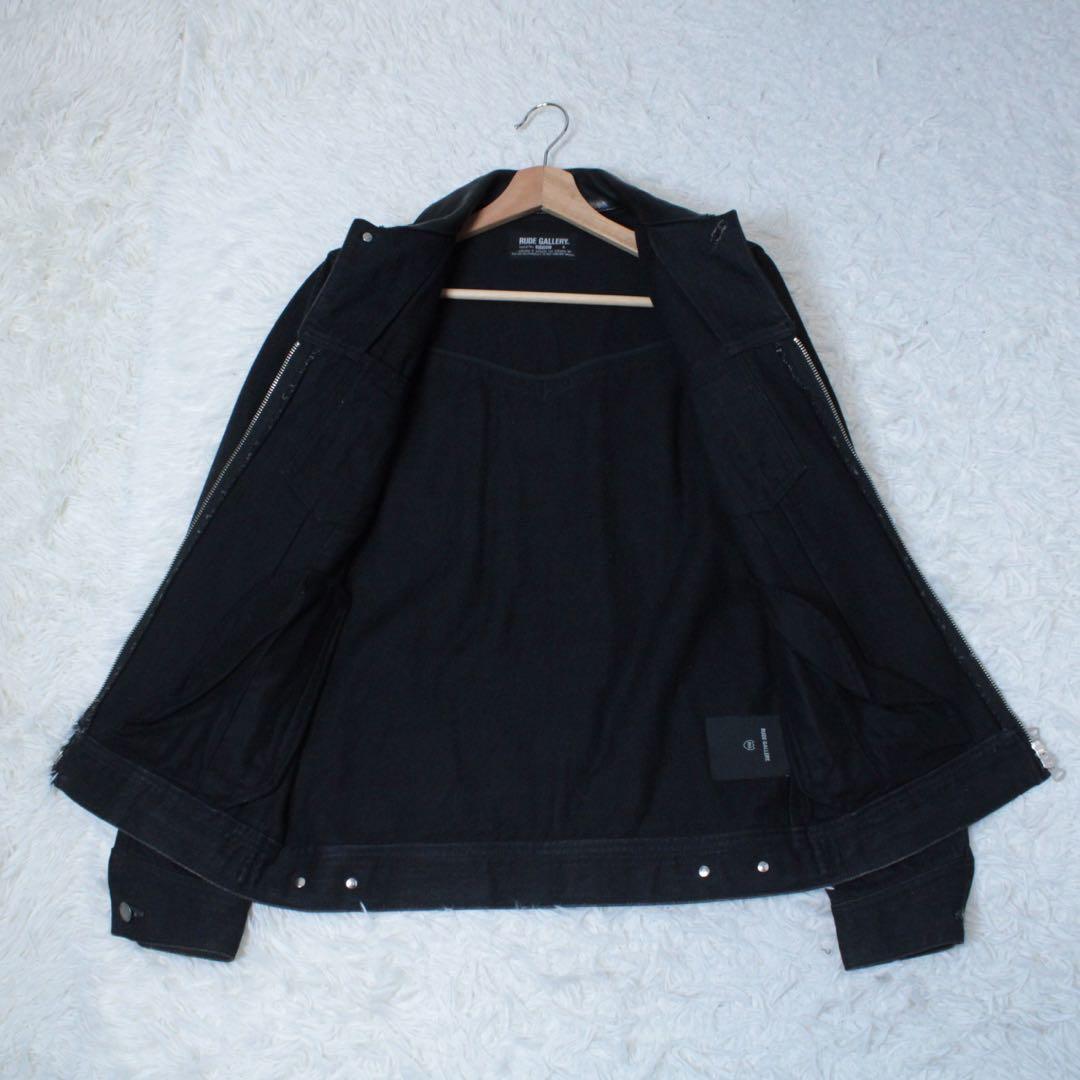 RUDE GALLERY 日本製 ホースハイド 切替トラッカージャケット 黒 4