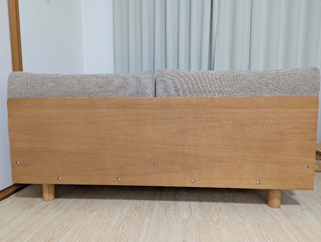 ゆったり座れるアームレスソファ　２シーター　ポリエステル平織　ベージュ　無印良品