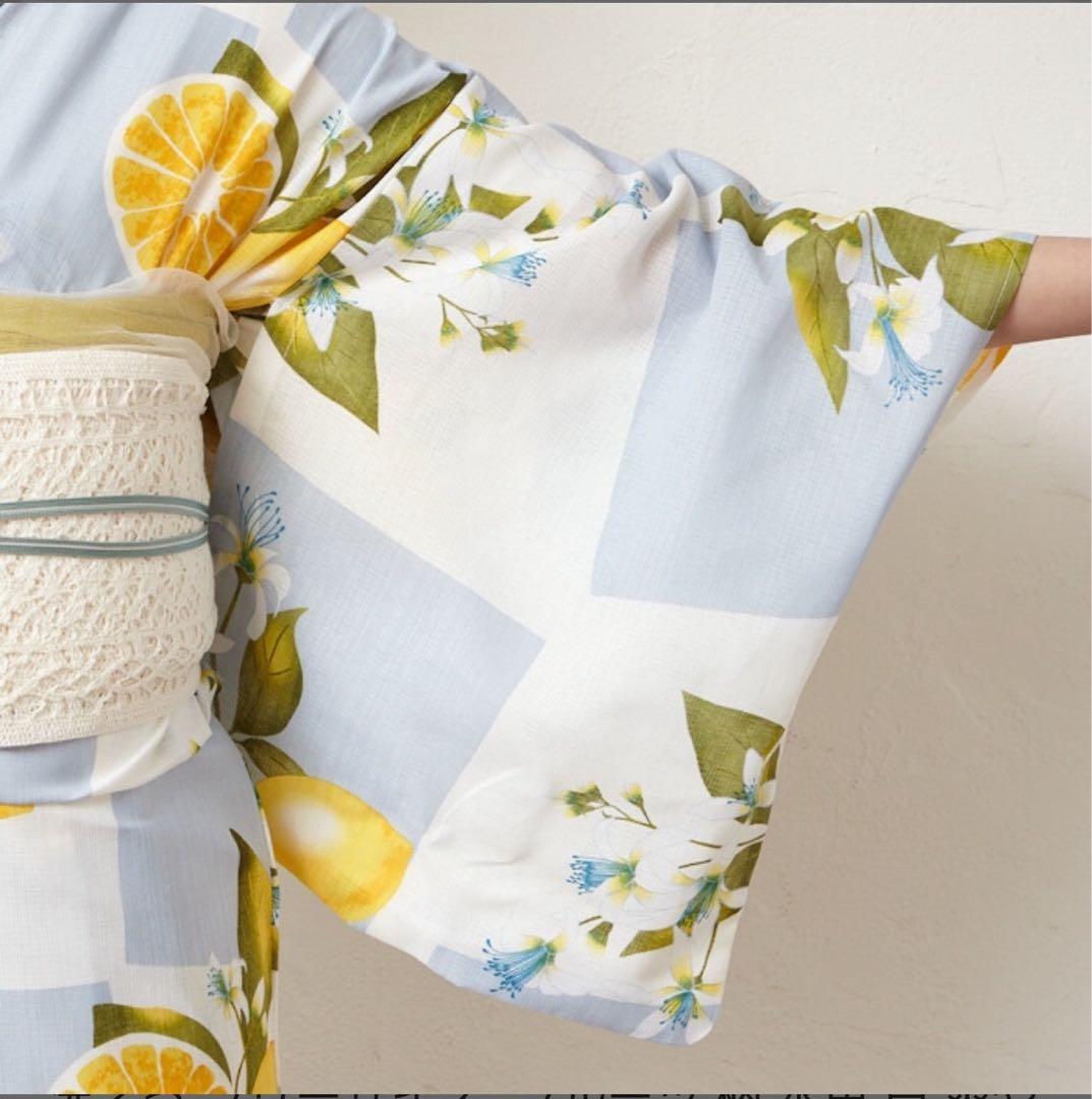 シーズンセール！ふりふ　新品！夏着物　浴衣　レモンと百合が可愛い！！！