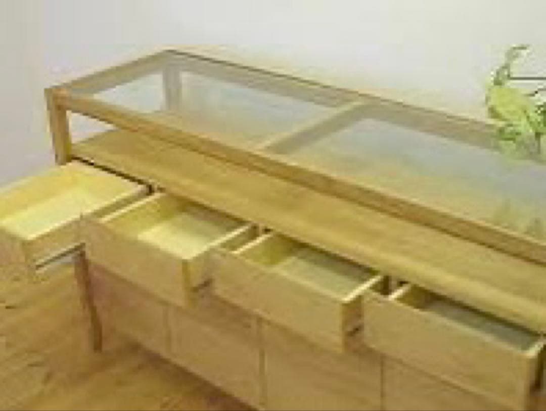 ガラストップリビングボード オーク/ 140ｃｍ / サイドボード