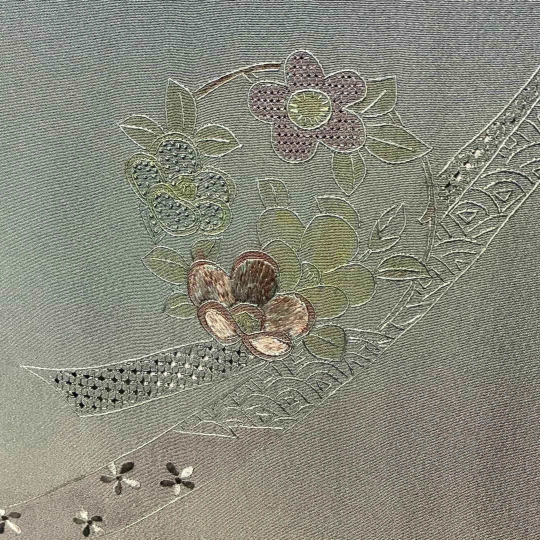 D121 訪問着 汕頭・蘇州・相良刺繍 総刺繍 正絹 着物 袷 極美品