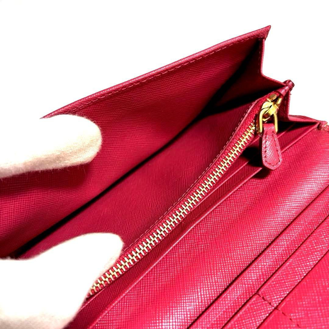✨極美品✨PRADA プラダ◆赤レッド◆サフィアーノレザー◆長財布◆ゴールドロゴ