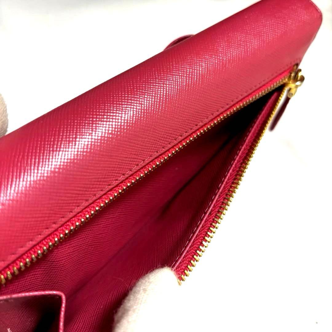 ✨極美品✨PRADA プラダ◆赤レッド◆サフィアーノレザー◆長財布◆ゴールドロゴ