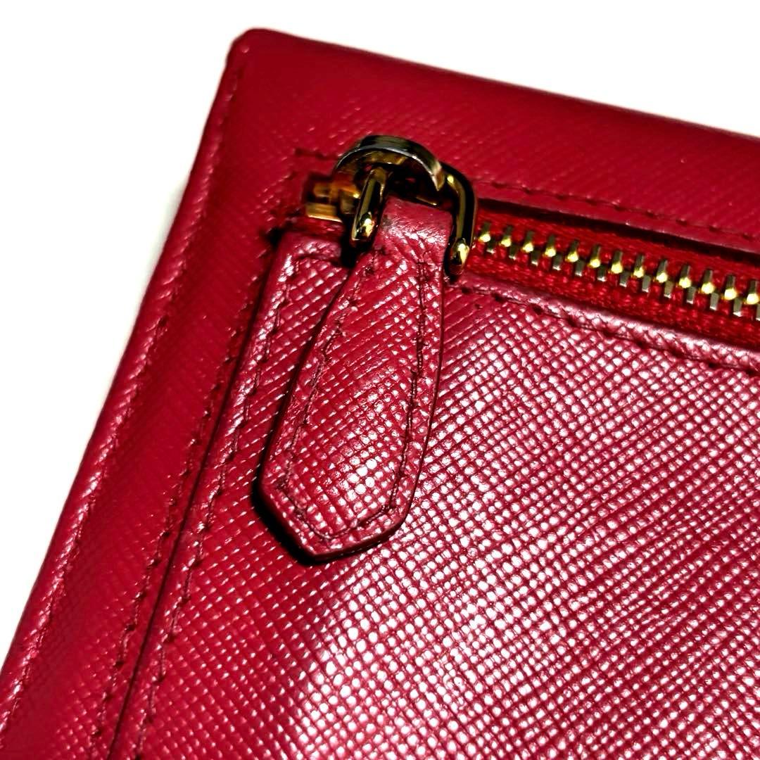 ✨極美品✨PRADA プラダ◆赤レッド◆サフィアーノレザー◆長財布◆ゴールドロゴ