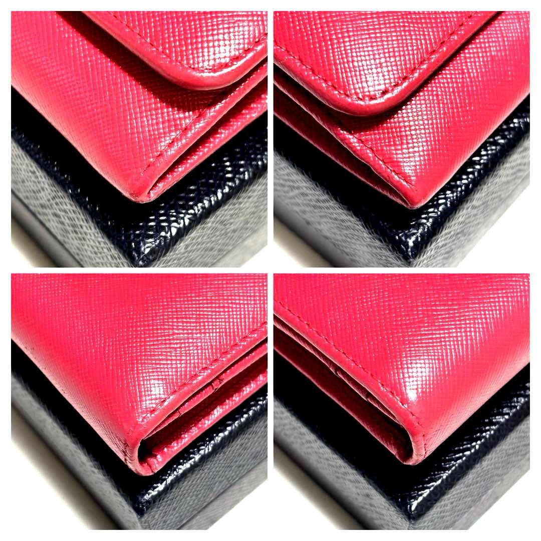 ✨極美品✨PRADA プラダ◆赤レッド◆サフィアーノレザー◆長財布◆ゴールドロゴ