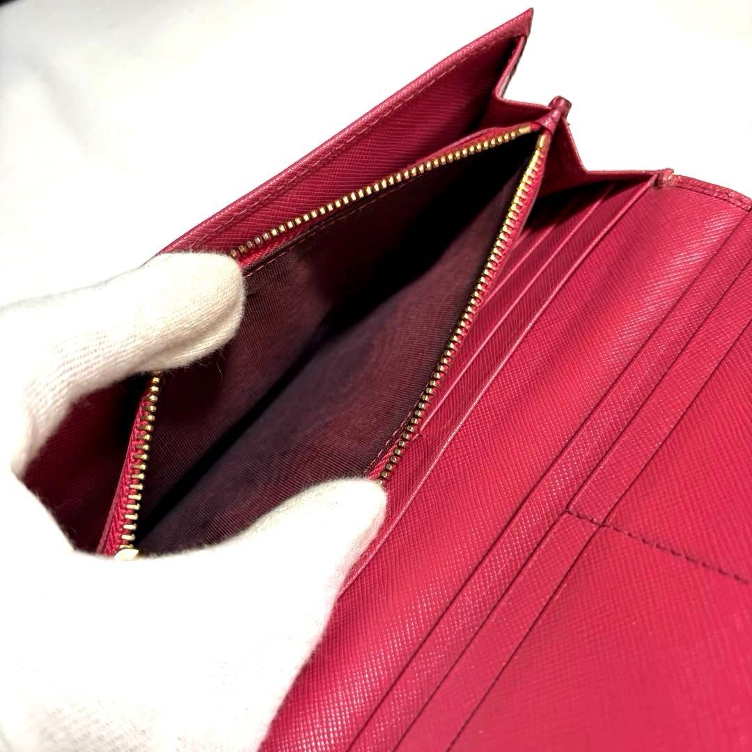✨極美品✨PRADA プラダ◆赤レッド◆サフィアーノレザー◆長財布◆ゴールドロゴ