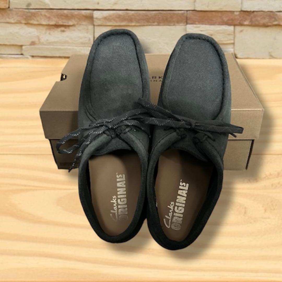 靴 CLARKS WALLABEE GTX BLUE/GREY SUEDE