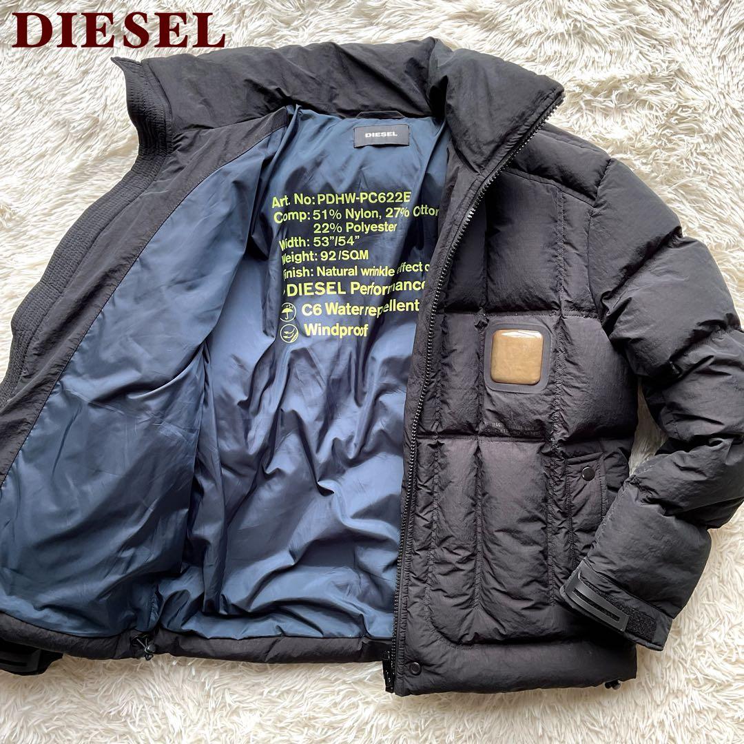 現行✨DIESEL ダウンジャケット　キルティング　M 黒　ショート丈　エンボス