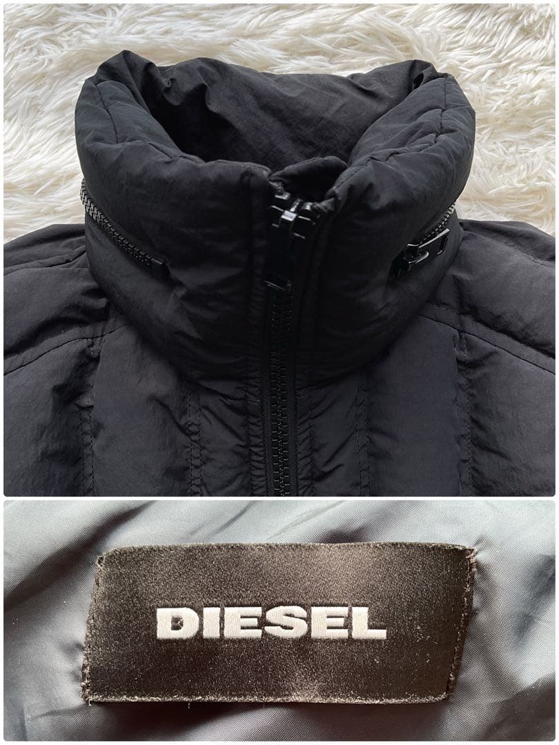 現行✨DIESEL ダウンジャケット　キルティング　M 黒　ショート丈　エンボス
