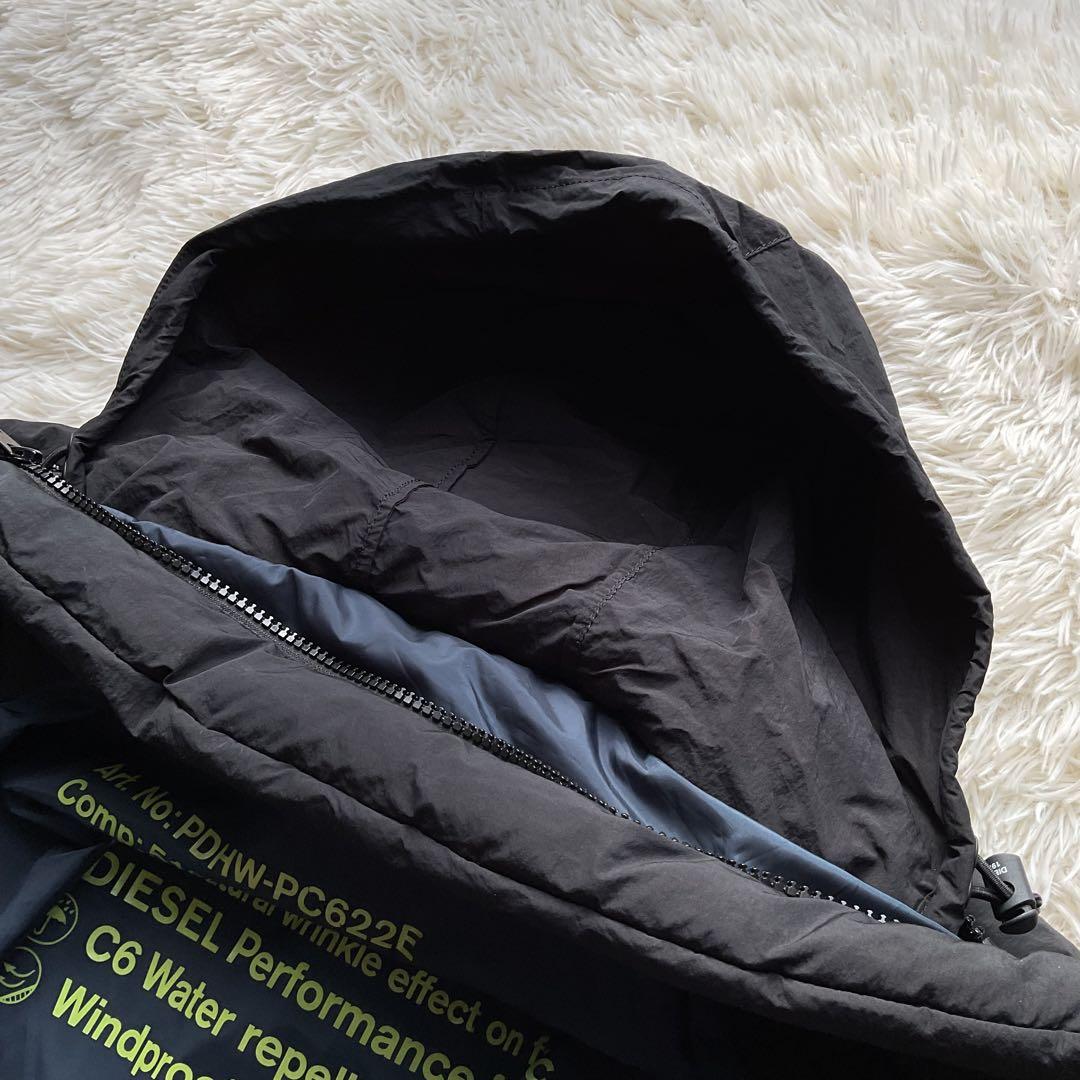 現行✨DIESEL ダウンジャケット　キルティング　M 黒　ショート丈　エンボス