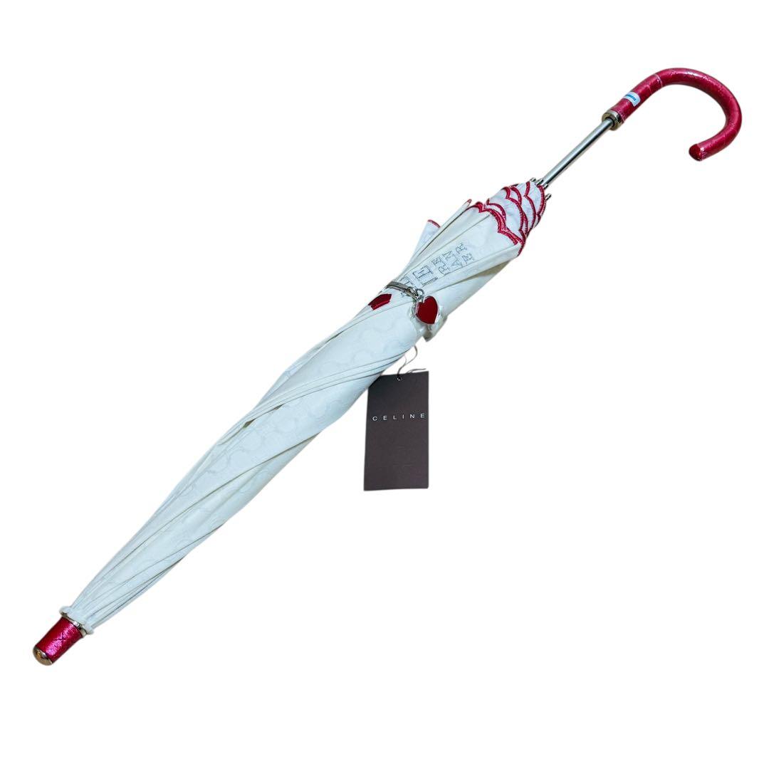 新品未使用 セリーヌ 傘 マカダム 総柄 トリオンフ 晴雨兼用 紫外線防止加工