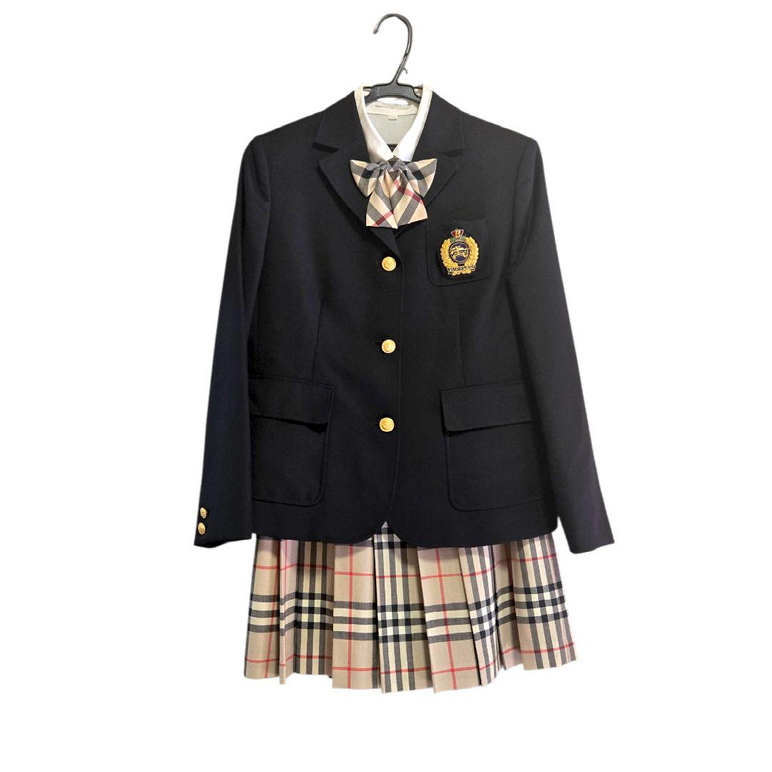 BURBERRY バーバリー 濃紺ブレザー スカート ブラウス リボンタイ