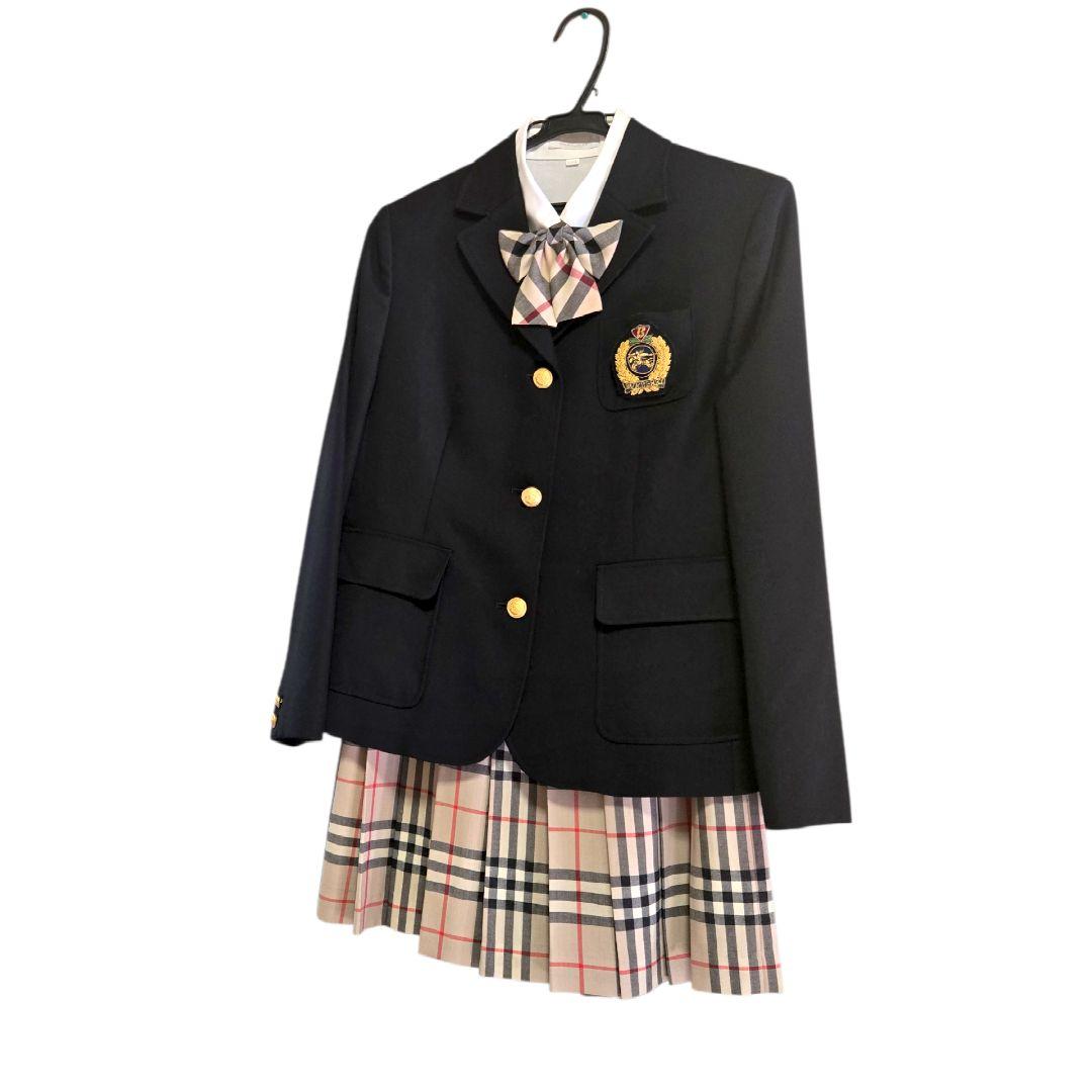 BURBERRY バーバリー 濃紺ブレザー スカート ブラウス リボンタイ