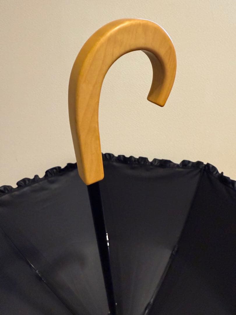 サンバリア100 2段折フリルブラック 木曲がり手元