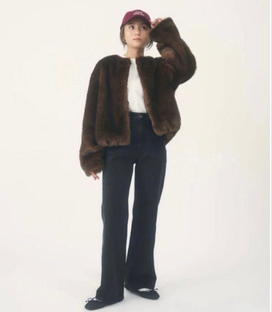 【完売品美品】searoomlynn 伊原葵 Eco Fur ノーカラーコート