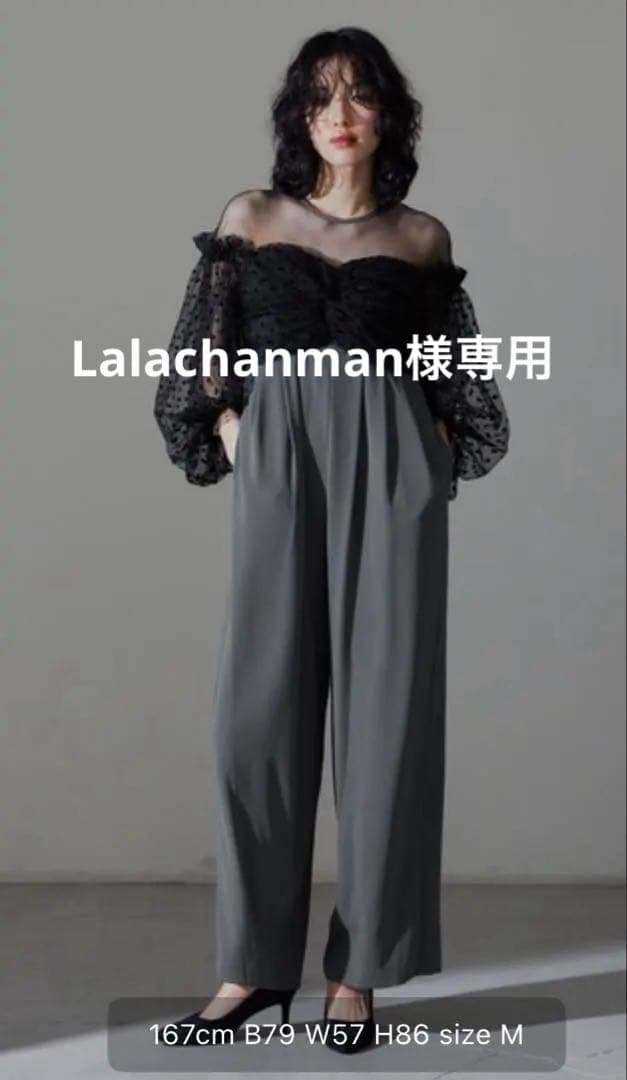 niana ANDRESD グレー オールインワン パーティードレスシースルー袖