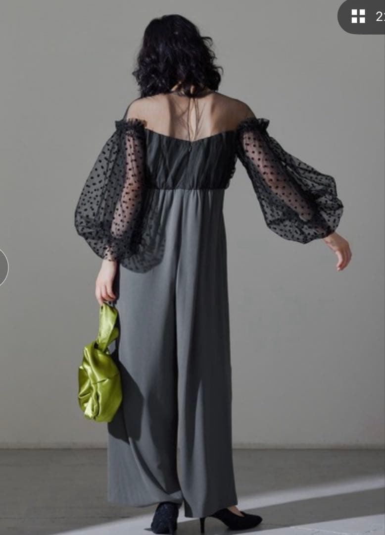 niana ANDRESD グレー オールインワン パーティードレスシースルー袖