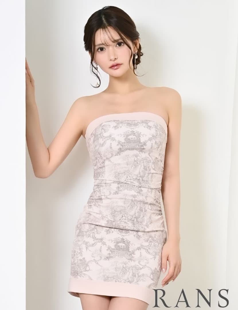 【RANS】ミニ/ドレス/ワンピース/ピンク/ベア/タイト/柄/トワルドジュイ
