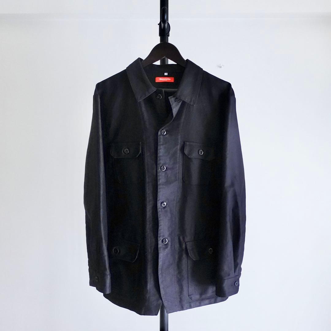 【極美品】Honnete ブラックモールスキン　ワークジャケット　フランチワーク