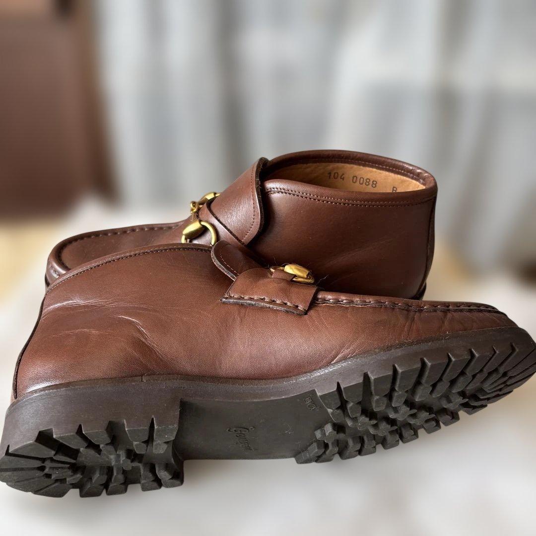 GUCCI グッチ ホースビット 厚底 ローファー ブラウン UK7 本革