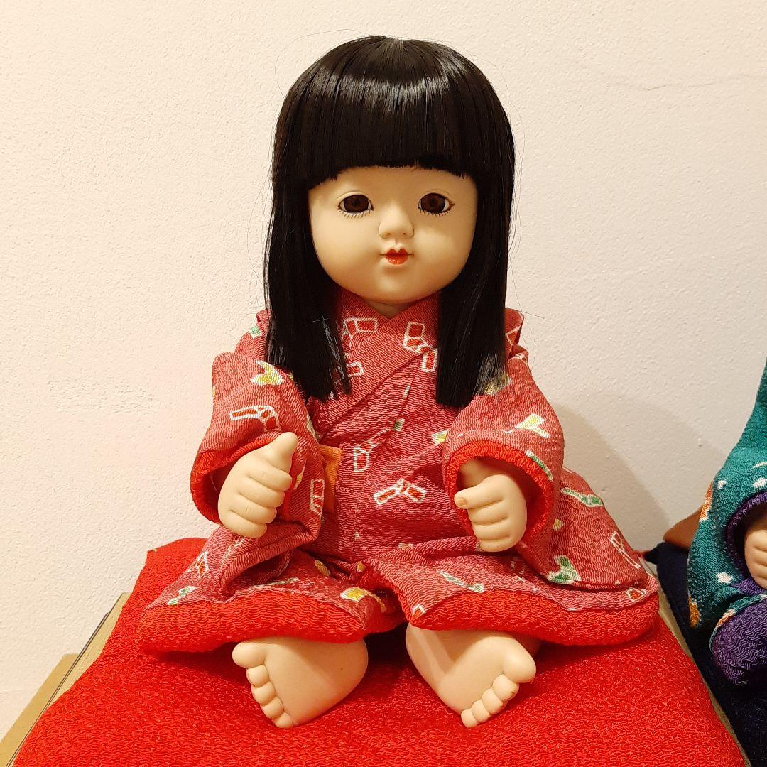 童人形　男の子　女の子　ガラスケース付き　お座り抱き人形　日本人形