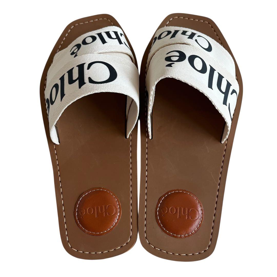 クロエ Chloe サンダル ホワイト woody フラットミュール 37