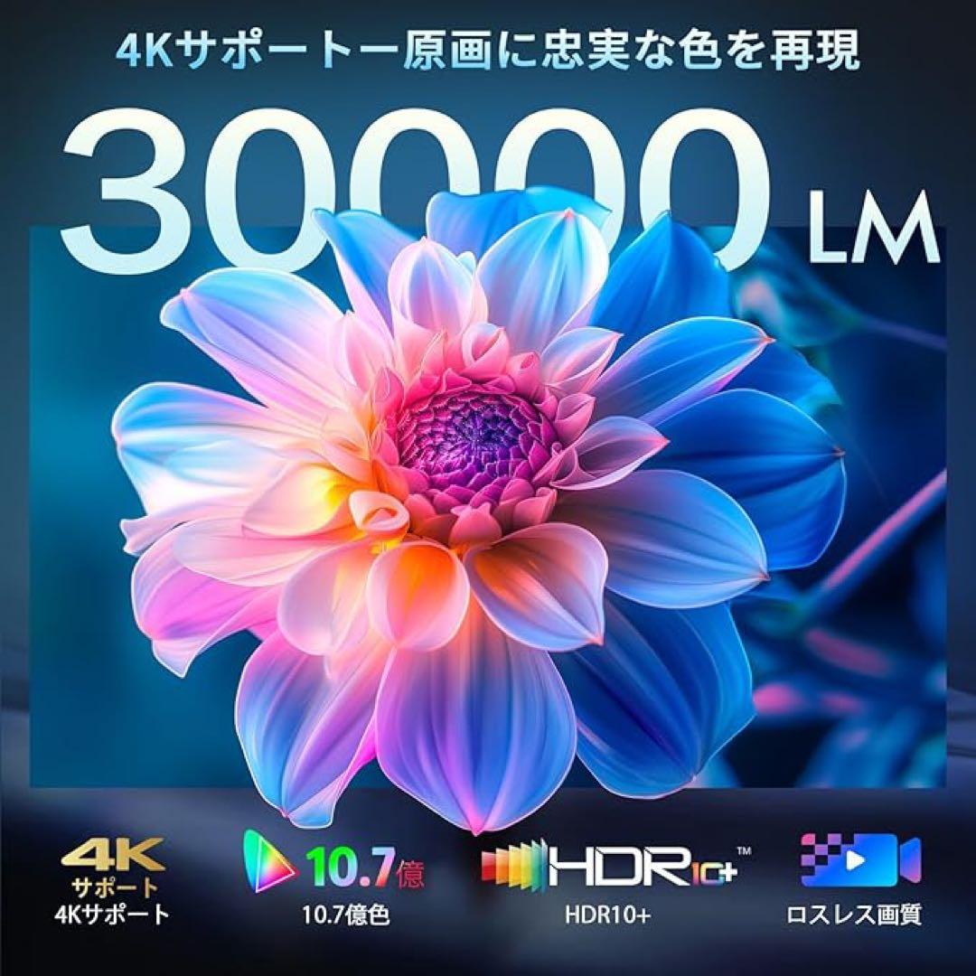【2025革新電動フォーカス＆30000LM高輝度】プロジェクター 4k対応