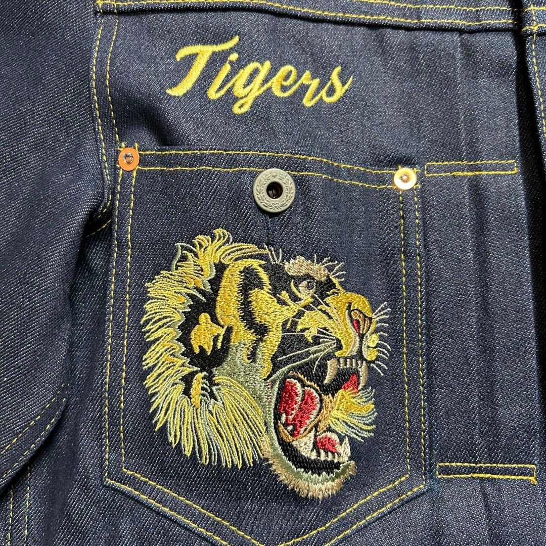 阪神タイガースX江坂ジーンズ　虎デニム　Gジャン　虎刺繍　M