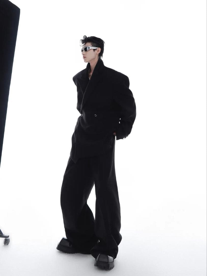 オーバーサイズ ブラック テーラードジャケット セットアップ