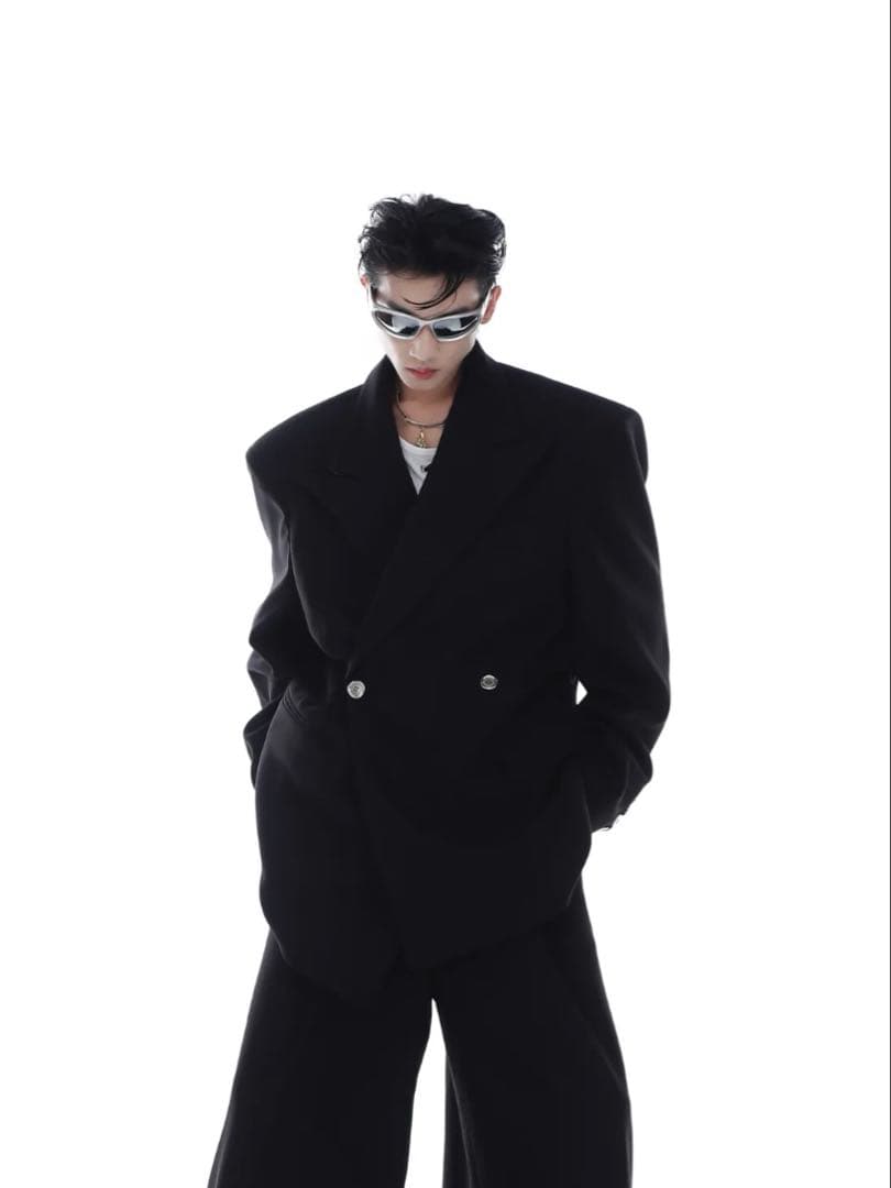 オーバーサイズ ブラック テーラードジャケット セットアップ