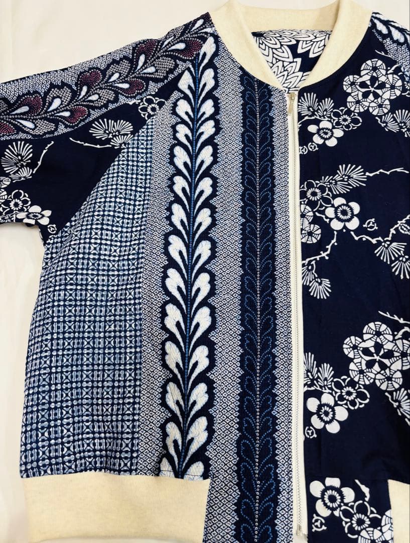 浴衣リメイク93番　浴衣地パッチワーク単衣スカジャン風