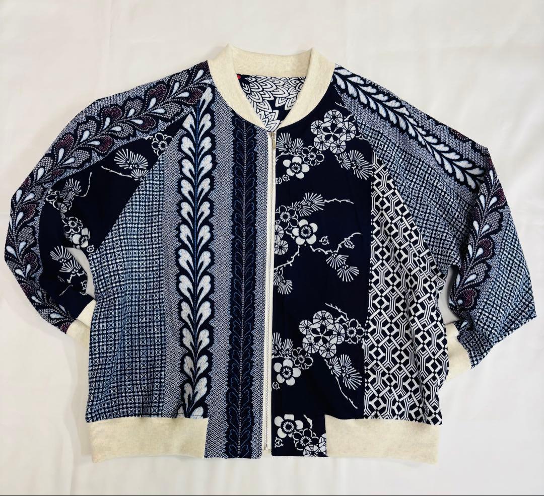 浴衣リメイク93番　浴衣地パッチワーク単衣スカジャン風