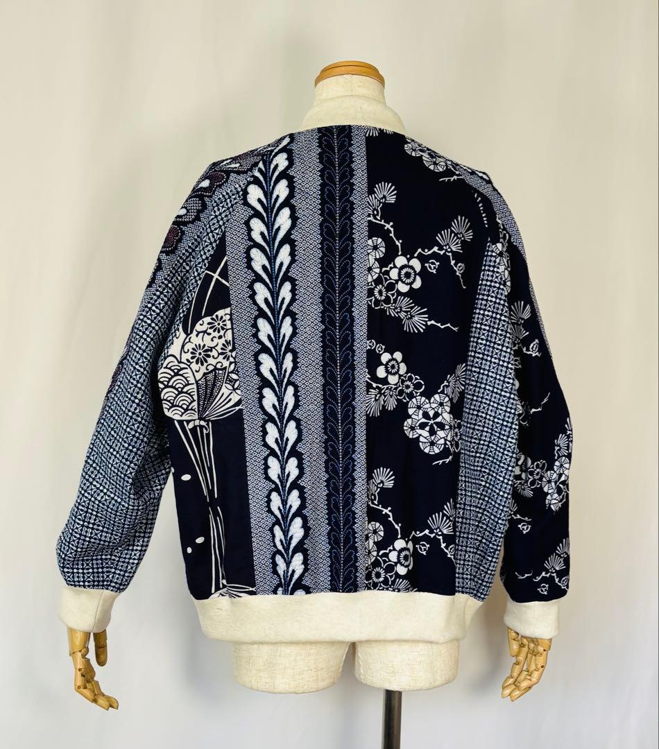 浴衣リメイク93番　浴衣地パッチワーク単衣スカジャン風