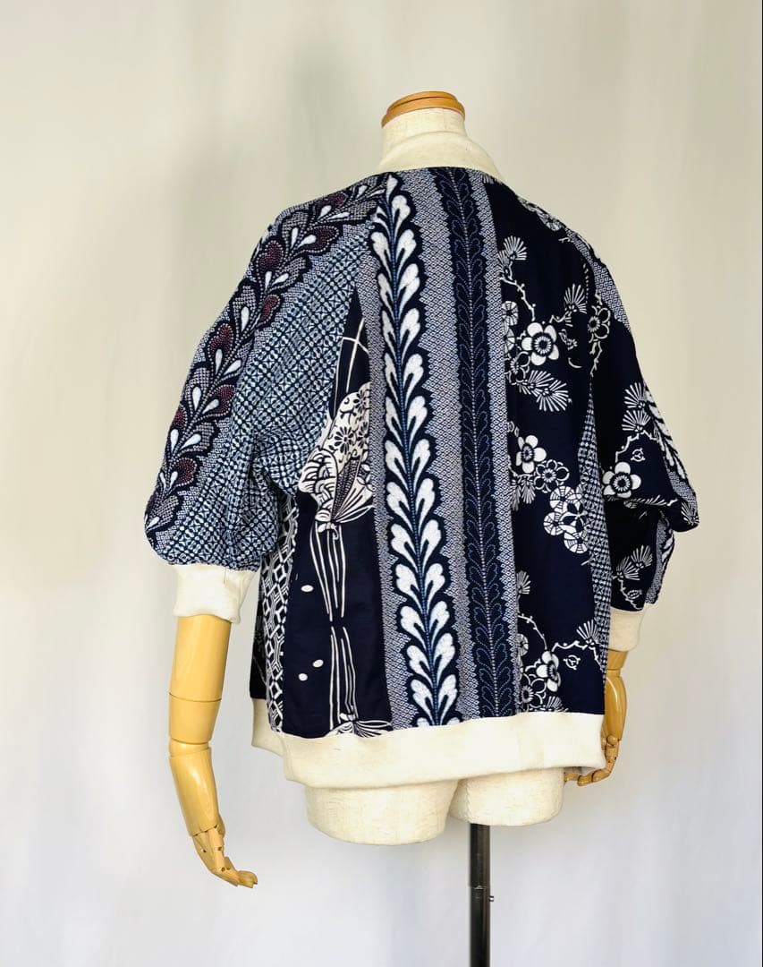 浴衣リメイク93番　浴衣地パッチワーク単衣スカジャン風