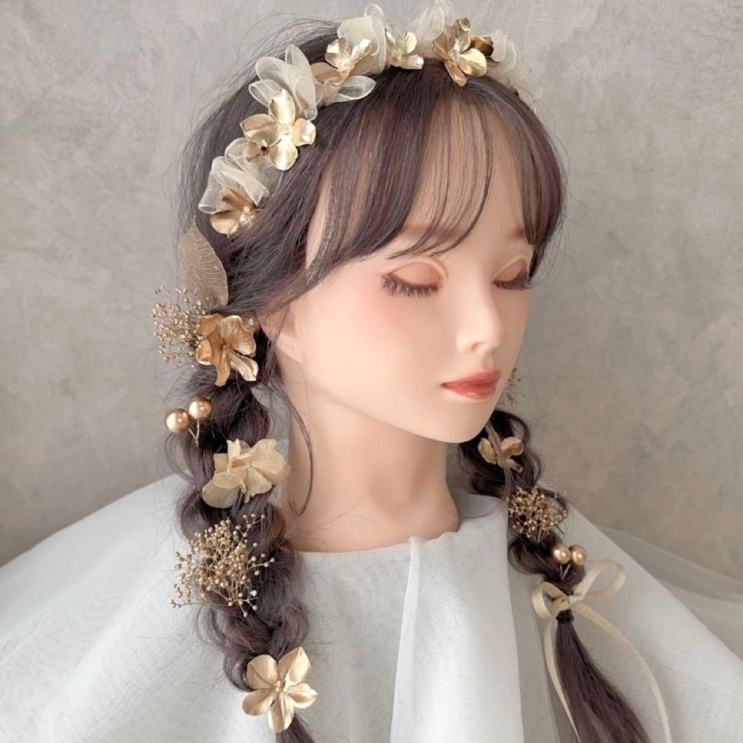 curumu 髪飾り カチューシャ 花冠 パール 成人式 卒業式