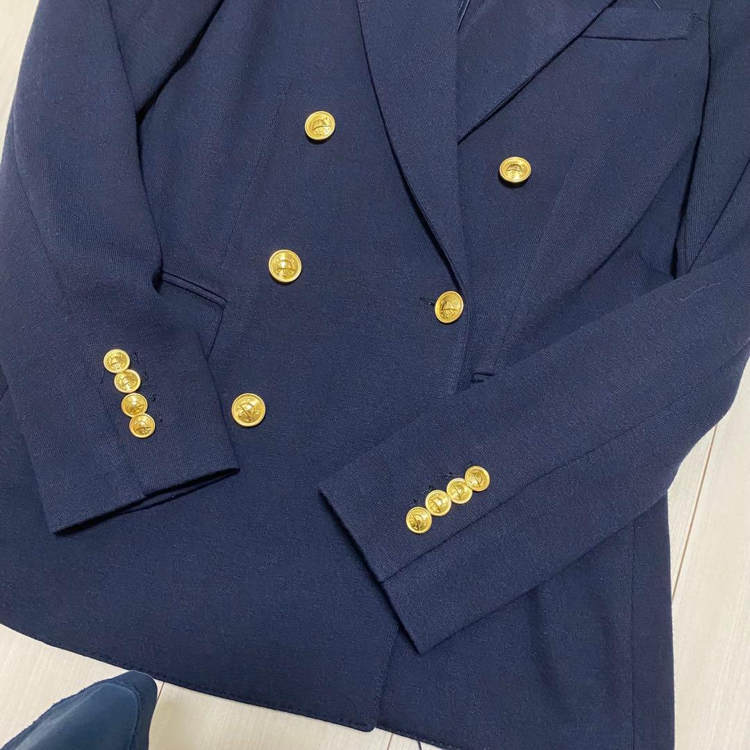 【現行品】Polo ラルフローレン★金ボタンダブルジャケット紺ブレウール