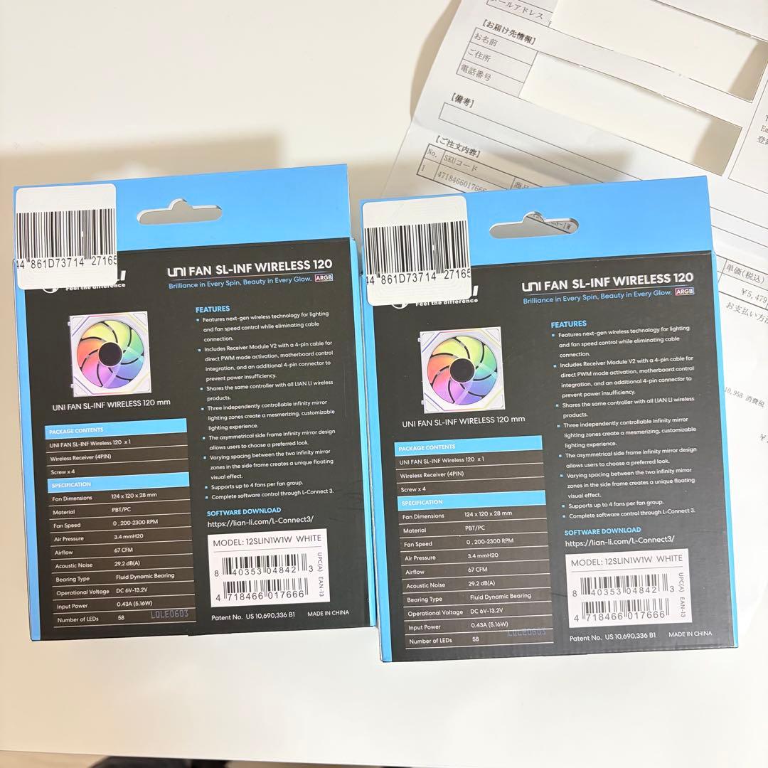 保証書付き LianLi UNI FAN SL-INF WIRELESS ×2