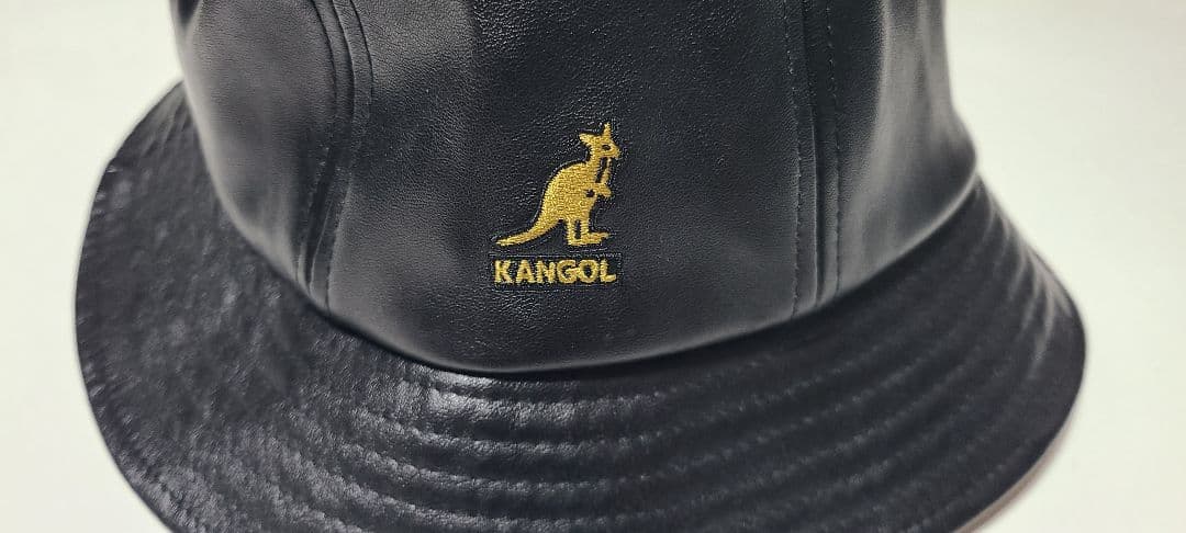 【廃番品】KANGOL ベル型 バケットハット L 黒 金ロゴ 希少 ストリート