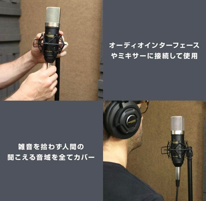 コンデンサーマイク 配信 録音 ウィンドスクリーン スタンド XLRケーブル付属