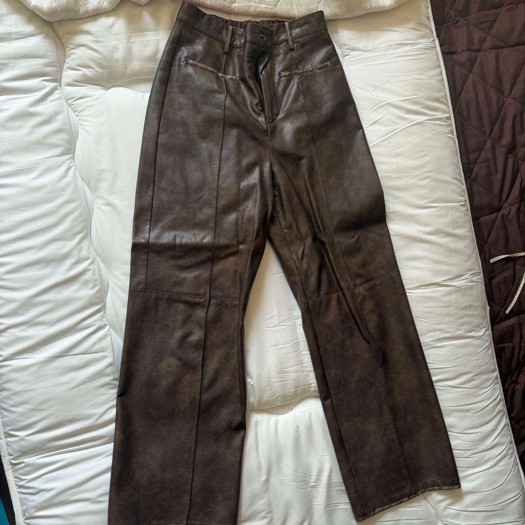 【美品】SYNTHETIC LEATHER COLOR SCHEME PANTS