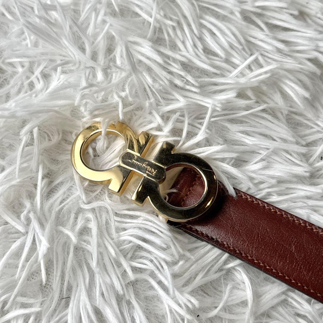 サルヴァトーレフェラガモ ガンチーニ 金金具 ベルト レザー ブラウン